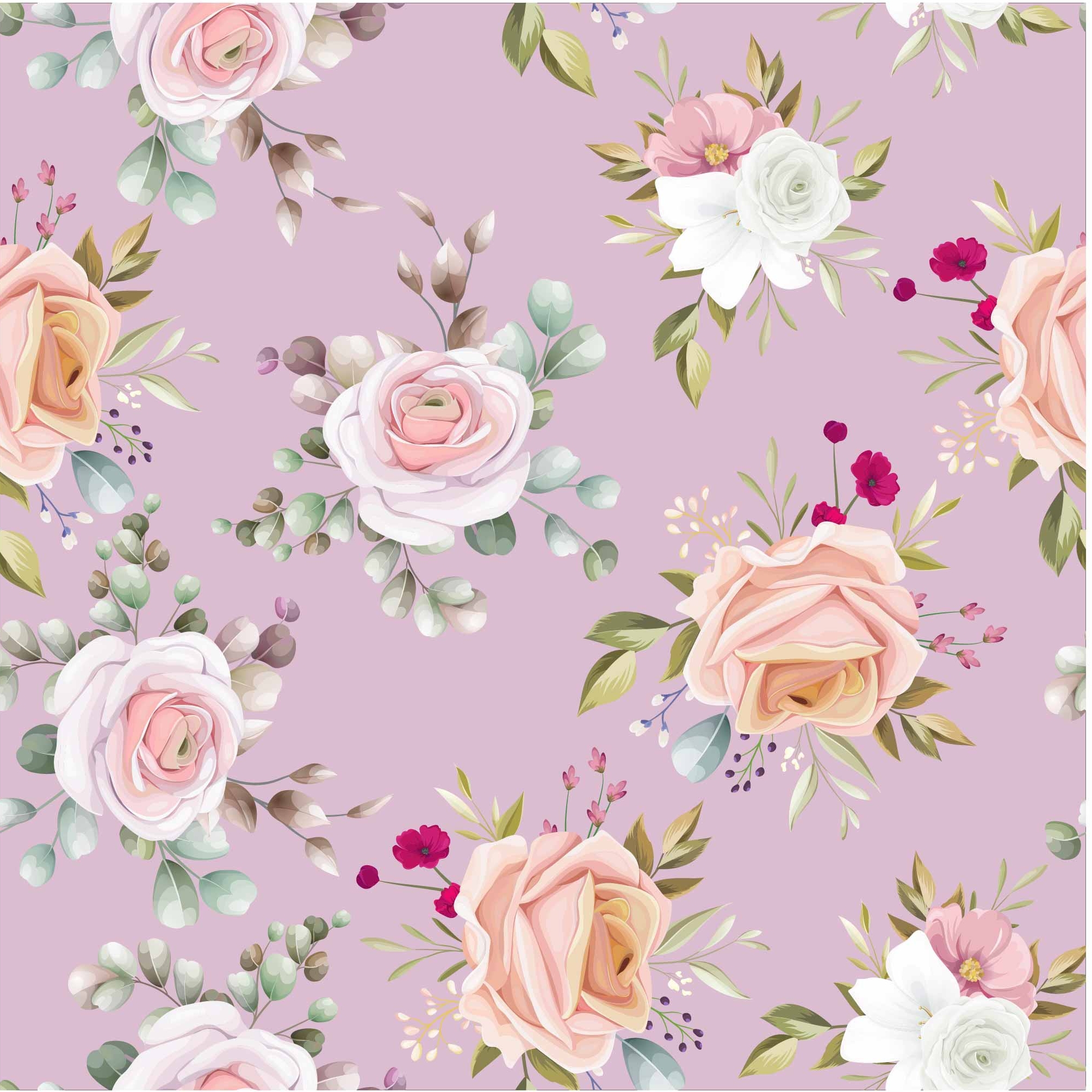 植物花纹玫瑰花拼接印花矢量图服装纺织数码印花花型素材