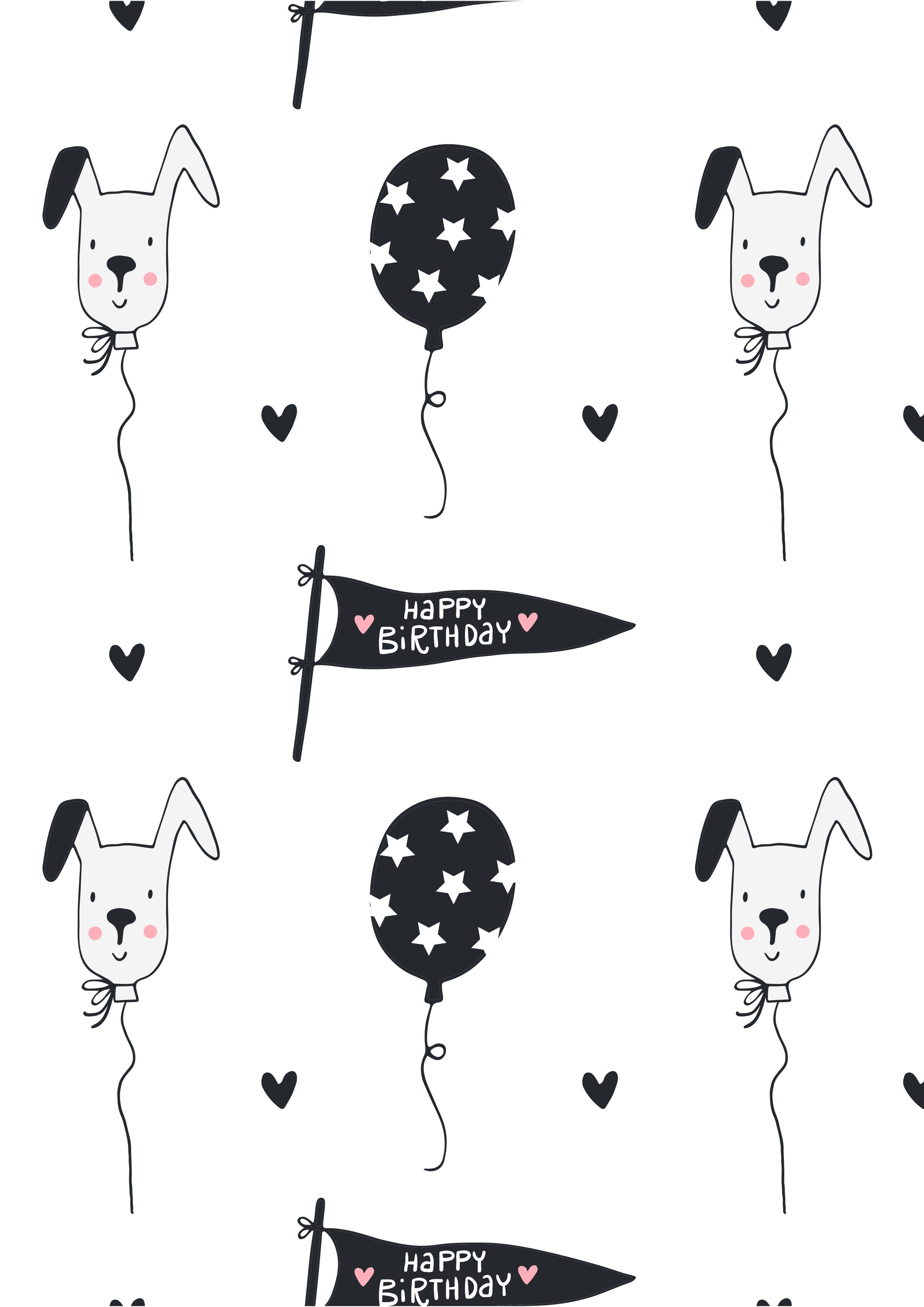 卡通图案气球兔子印花矢量图服装纺织数码印花花型素材