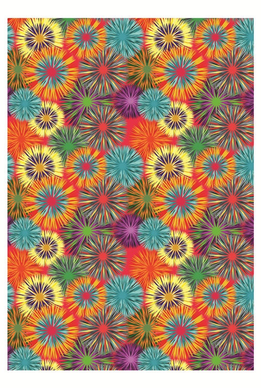 多彩烟花印花图案