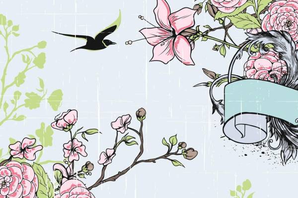 小燕子花型印花图案