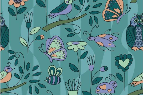 猫头鹰花型印花图案