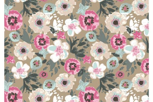 淡雅紫红色花朵印花图案