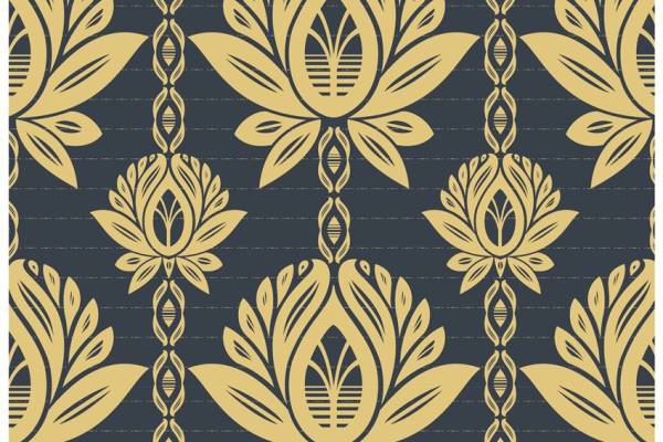 金色花瓣花型印花图案