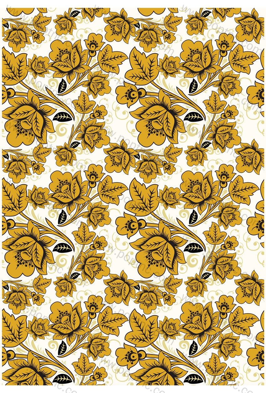 咖啡色花型印花图案