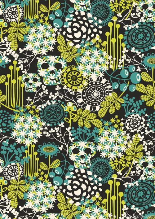 骷髅头花型印花图案