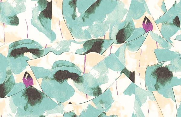 数码印花青色花四方连续可拼接回位纹理图