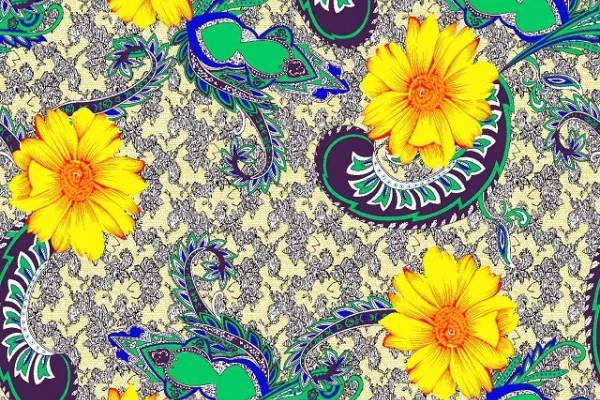 腰果菊花数码花型矢量图服装纺织面料数码印花花型素材