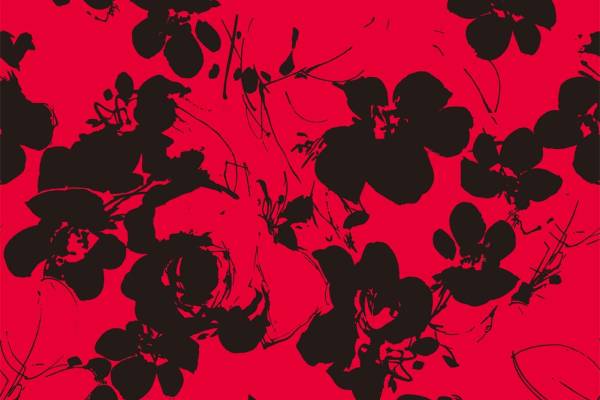 数码印花红底黑花可拼接回位图
