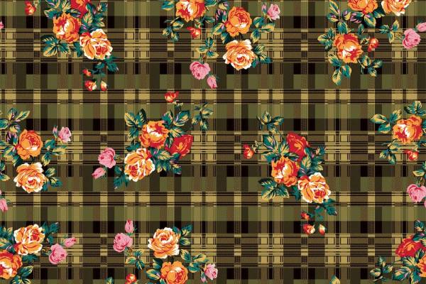 数码印花高雅玫瑰花可拼接回位纹理图服装纺织面料数码印花花型素材