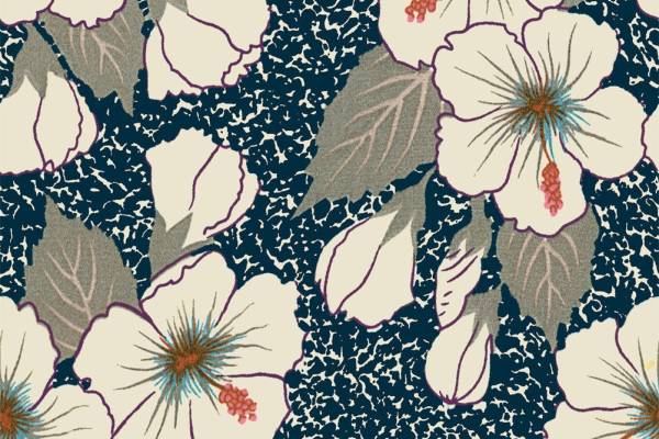 数码印花灰黄花四方连续可拼接回位纹理图