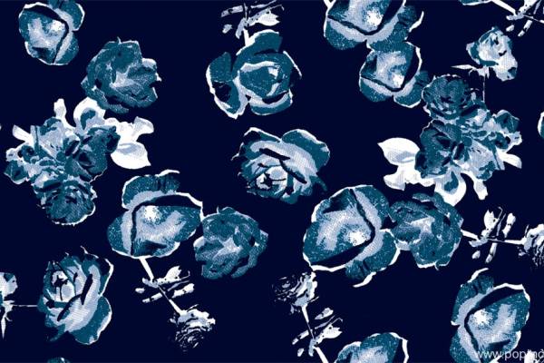 数码印花藏青色花四方连续可拼接回位纹理图