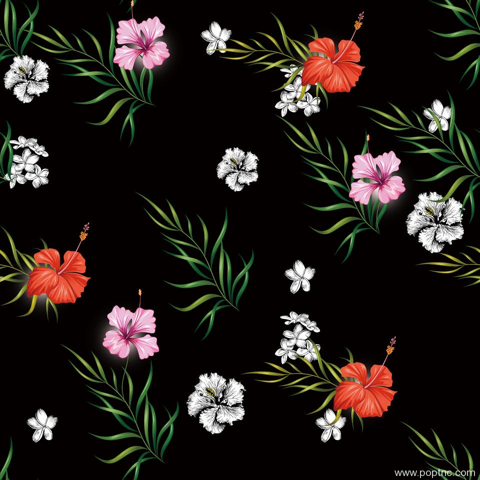 植物花卉拼接印花矢量图服装纺织面料数码印花花型素材