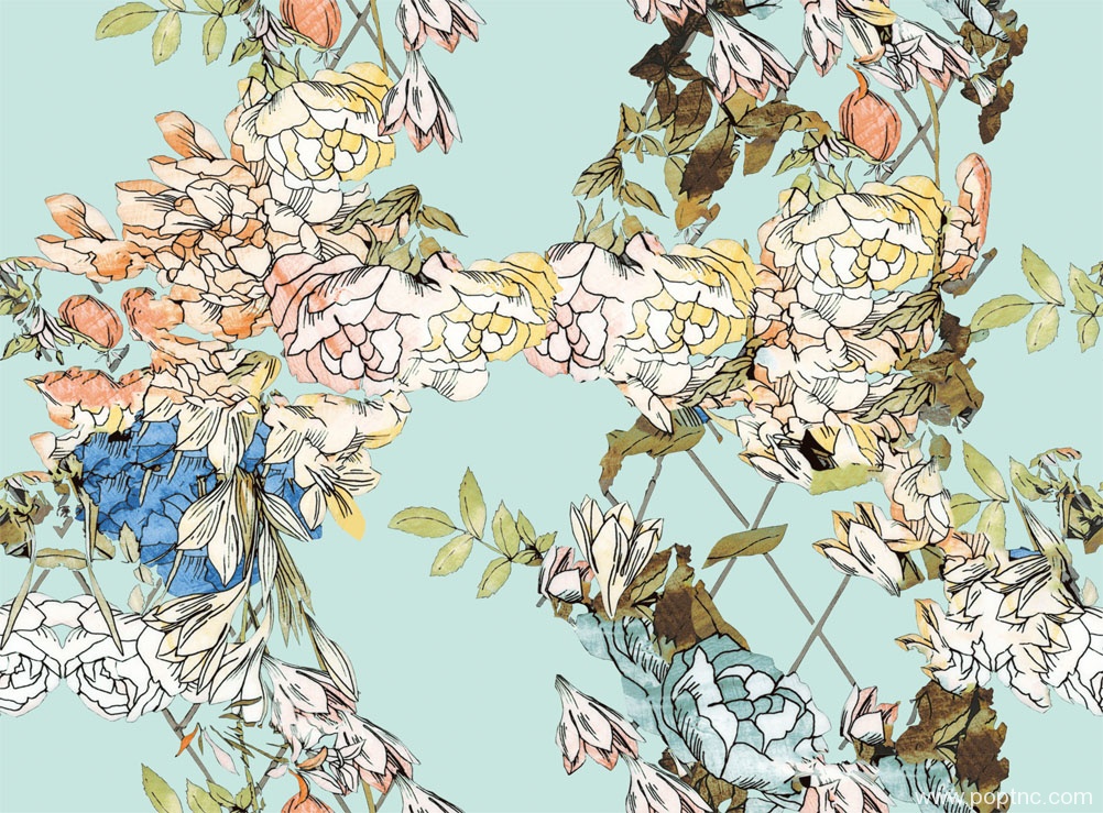 数码印花乱花四方连续可拼接回位纹理图