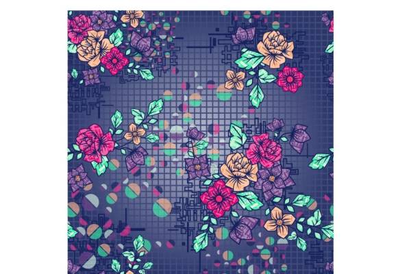 玫瑰花纹数码印花图案