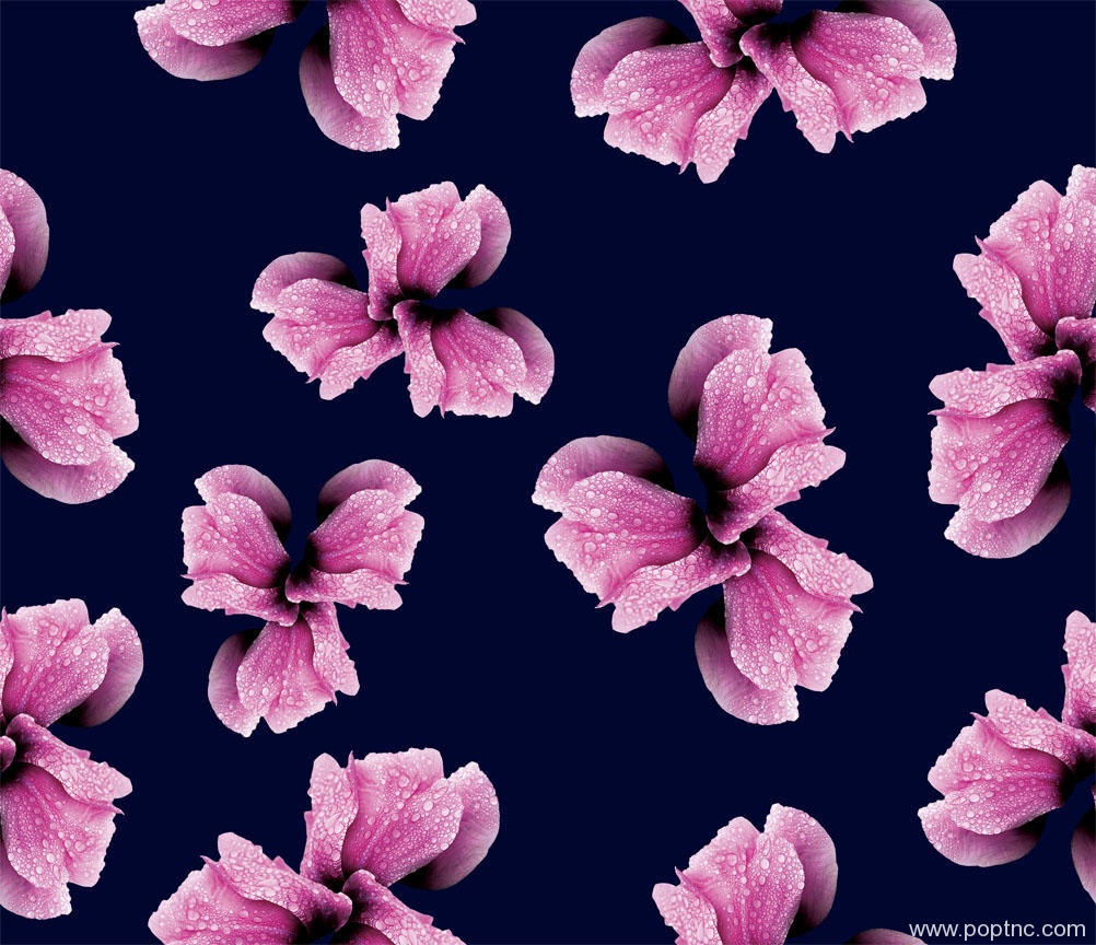 数码印花大紫红花可拼接回位纹理图