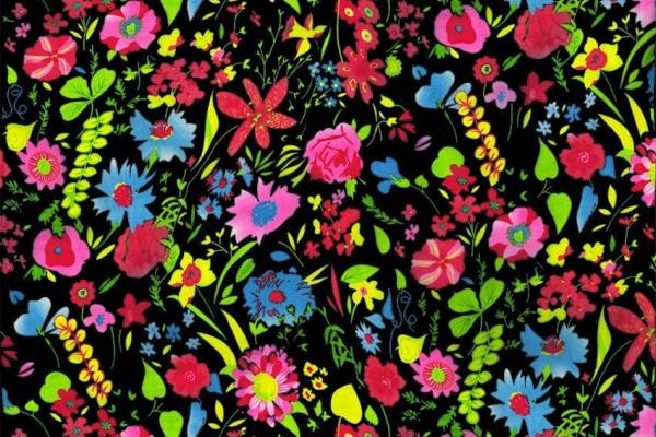 多彩花朵数码印花