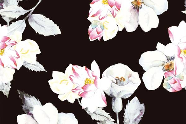 数码印花白色花四方连续可拼接回位纹理图