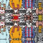 数码印花卡通动物小狗印花图案