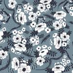 白色小花蓝色底色数码印花矢量图