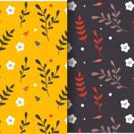 数码印花图案树叶花朵矢量图