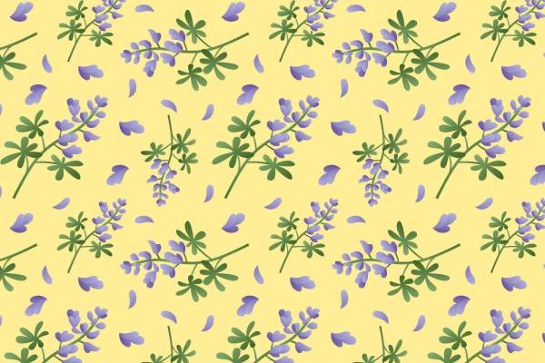 黄色底紫色小碎花数码印花矢量图