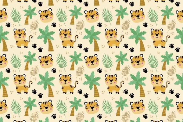 小老虎儿童服装印花矢量图