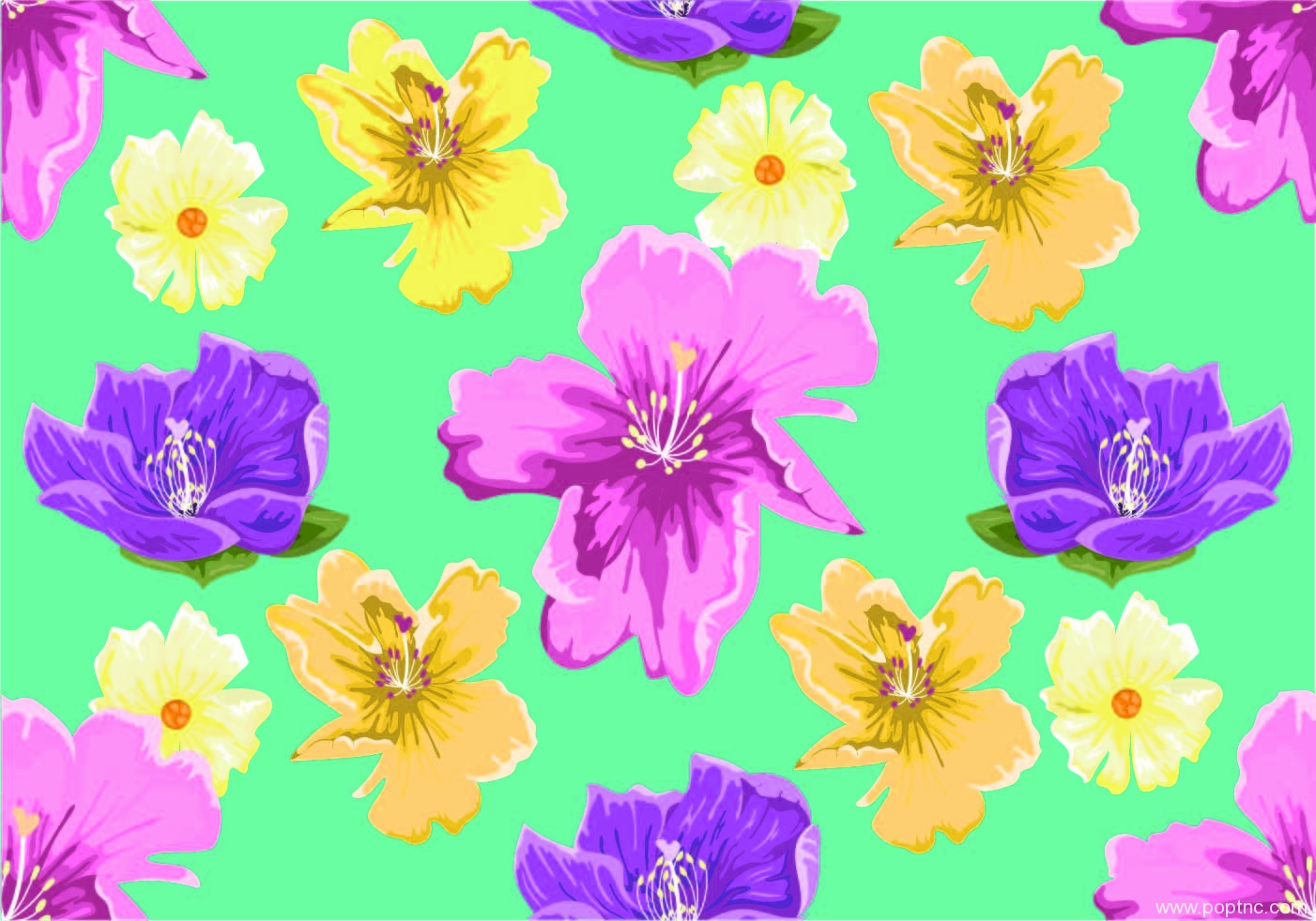 绿色底花朵拼接矢量图