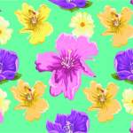 绿色底花朵拼接矢量图