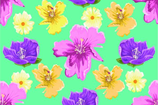 绿色底花朵拼接矢量图