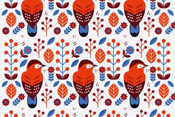 卡通啄木鸟拼接矢量图