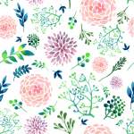 牡丹花手绘水墨风花朵拼接矢量图