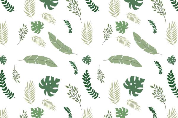 植物花卉绿色叶子拼接矢量图
