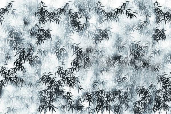 水墨竹服装定位花型数码印花