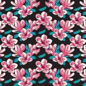 粉红色植物花朵拼接矢量图数码印花图案