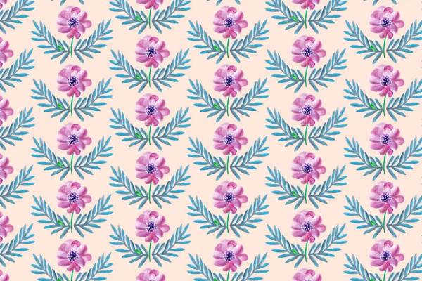 淡紫色花朵碎花拼接数码印花矢量图