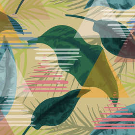 几何树叶数码印花矢量图