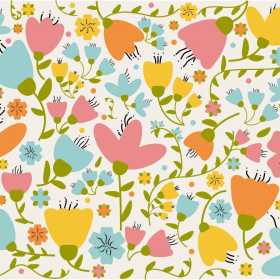 粉红可爱小花朵儿童数码印花矢量图