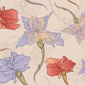 手绘花朵无限拼接矢量图