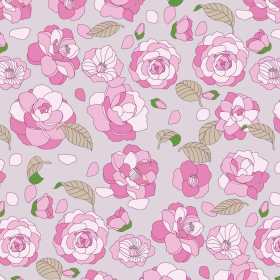 粉色花朵玫瑰花拼接矢量图数码印花图案