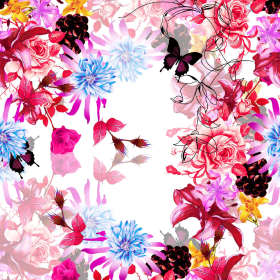 数码印花 红色回位图 花朵