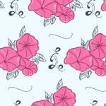 粉红色牵牛花拼接印花矢量图