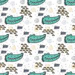 鳄鱼卡通印花图案矢量图