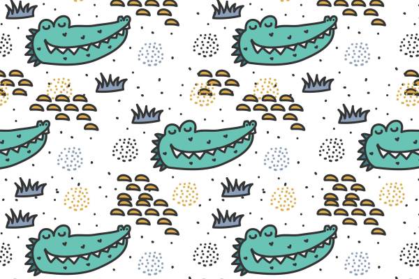 鳄鱼卡通印花图案矢量图