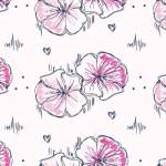 紫粉色花朵拼接矢量图