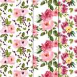 水彩风花朵拼接矢量图