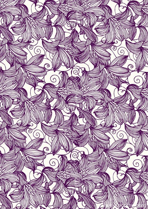 紫色线条花朵位图数码印花