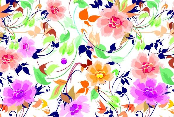多彩花朵数码印花图案