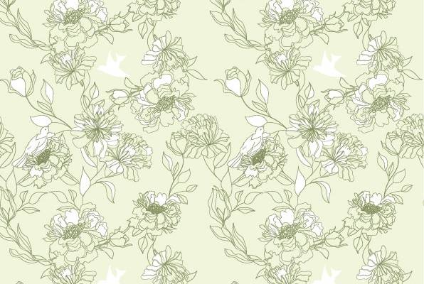 简约植物花朵数码印花