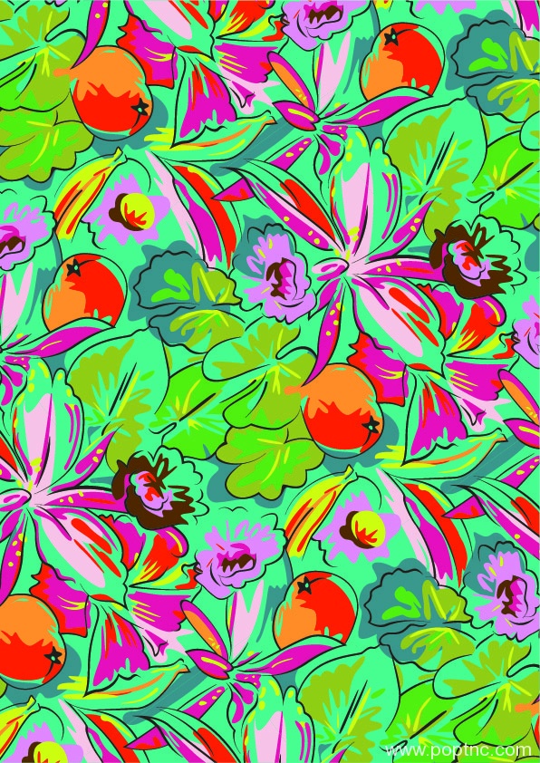 多彩数码植物印花图案