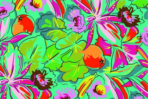 多彩数码植物印花图案